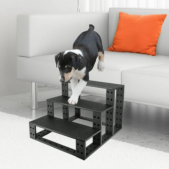 PETLESO Dog Stair Easy Install Pet Stairs for Small Dogs, Cats, 3 Steps Dog Steps for Bed Couch