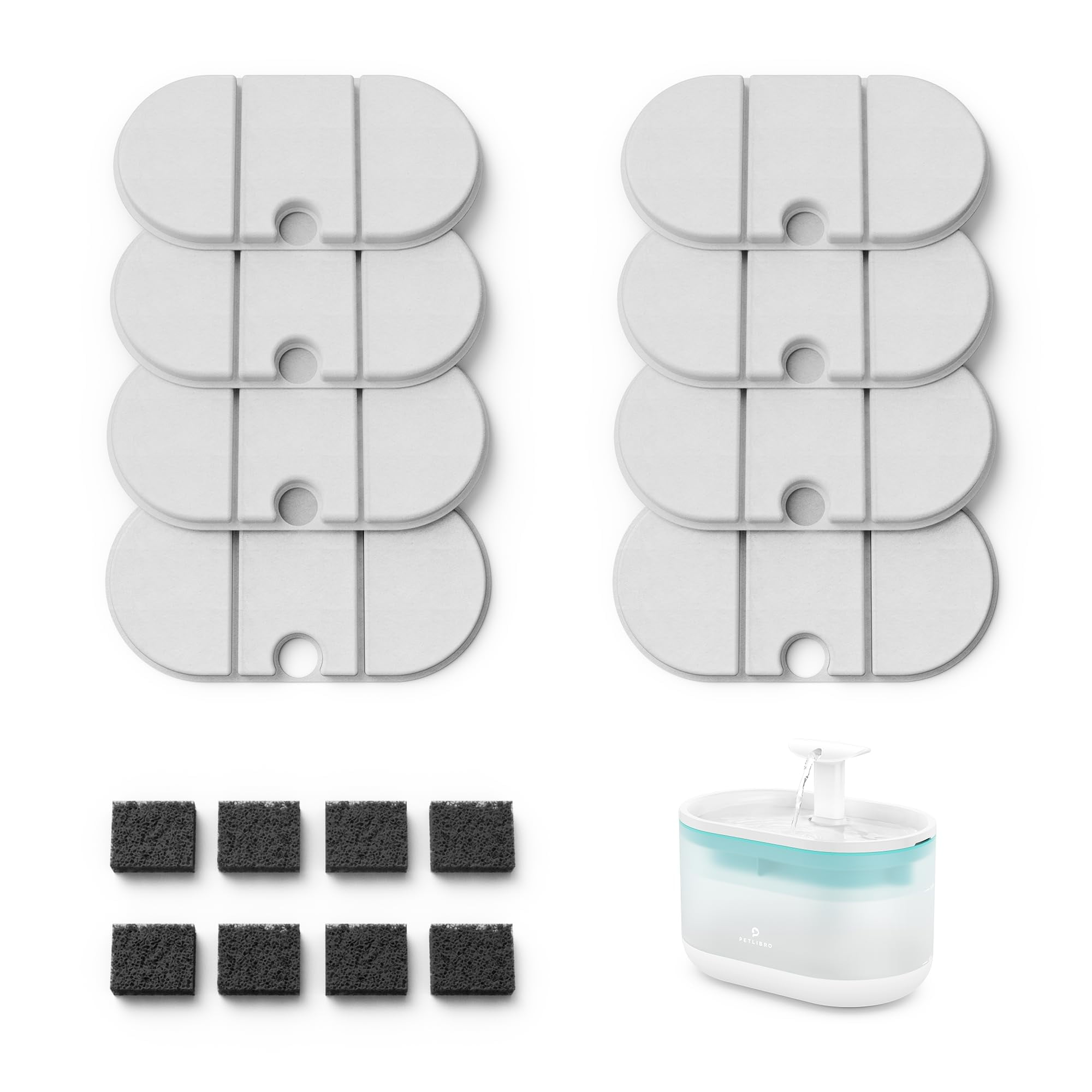 8-Pack White Activated Carbon Cat Water Fountain Filters