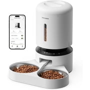 PETLIBRO 5L Automatic Cat Feeder for 2 Cats, Timed Dry Food Dispenser with Dual Stainless Steel Bowls,5G&2.4G Wi-Fi,White