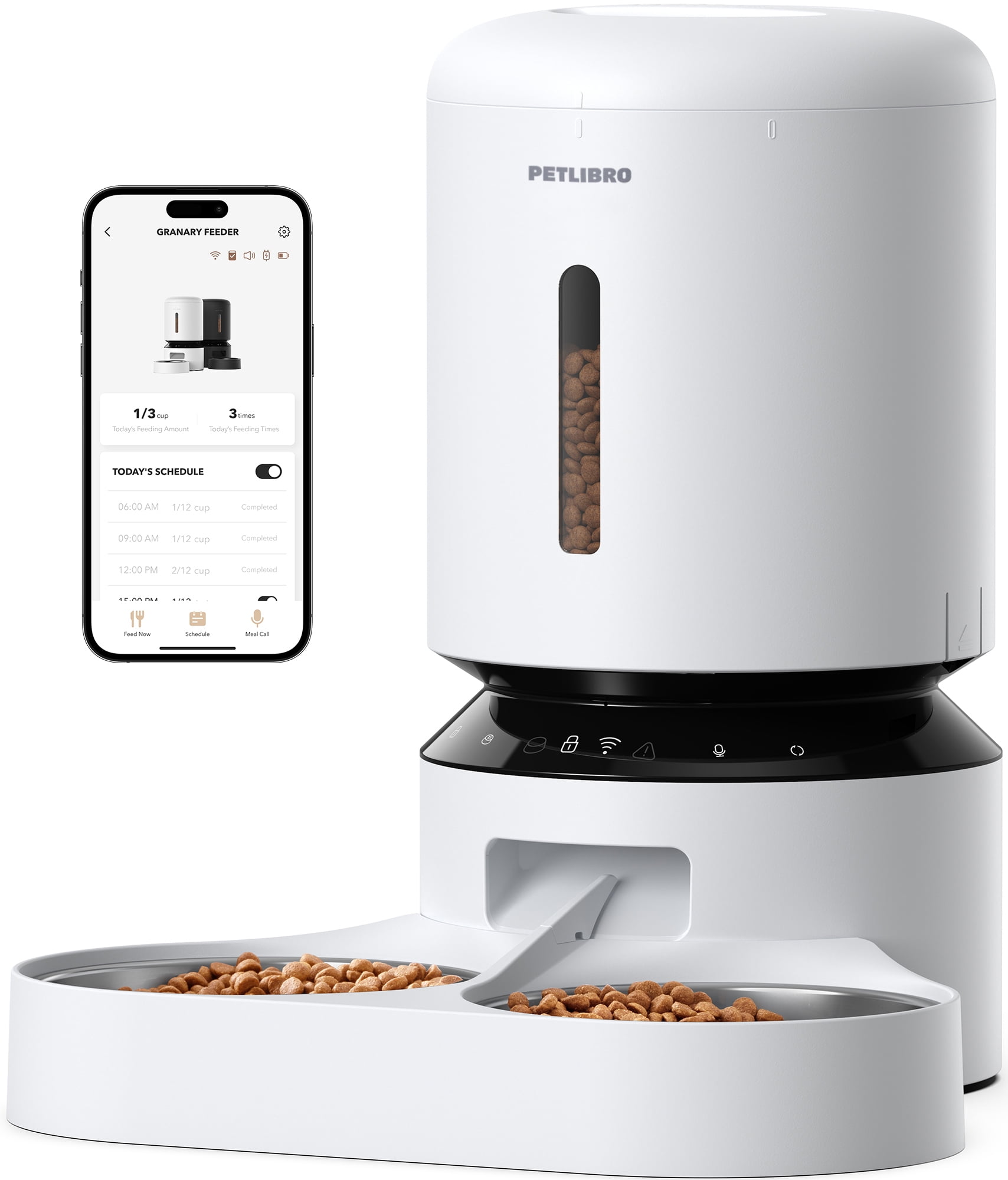 Petlibro Automatic Cat Feeder, 5G WiFi Automatic Dog Feeder with Freshness Preservation, 5L Timed Cat Feeder with Low Food Sensor, Up to 10 Meals Per Day, Granary Pet Feeder for Cats, White