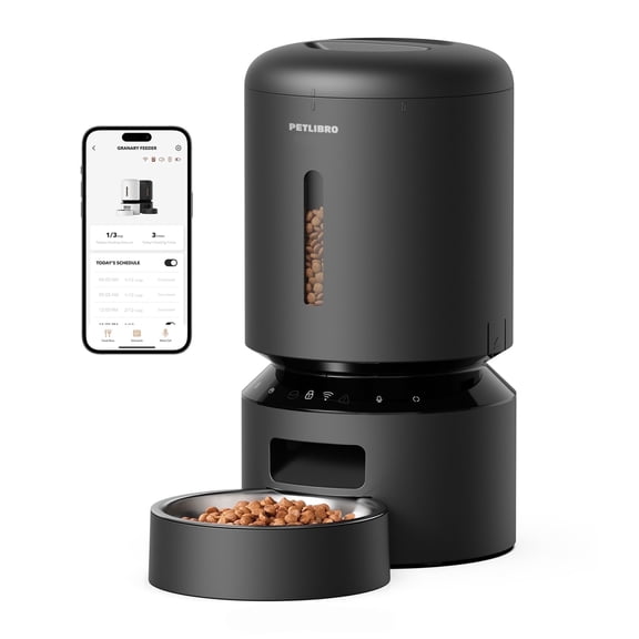 Petlibro Automatic Cat Feeder, 5G WiFi Pet Feeder with APP Control for Pet Dry Food, Low Food & Blockage Sensor for Cat & Dog - Single Tray