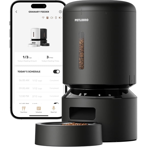 PETLIBRO Granary 5L Smart Granary 5L Automatic Cat Feeder with App Control, Up to 10 Daily Meals, 5G WiFi,Black
