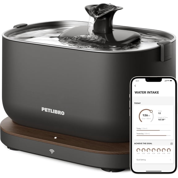 PETLIBRO Cat Water Fountain, App Monitoring Pet Fountains for Cats Indoor with Stainless Steel Tray, 2.5L/84oz Dockstream Automatic Water Dispenser for Drinking, 2.4G Wi-Fi Smart Bowl Inside