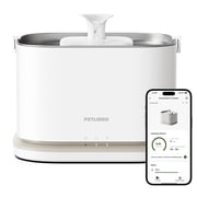 PETLIBRO Dockstream 2 Smart Cat Water Fountain, 3L Stainless Steel Tray, 5G WiFi App Monitoring, Anti-Spill Design Dispenser ,White/Walnut