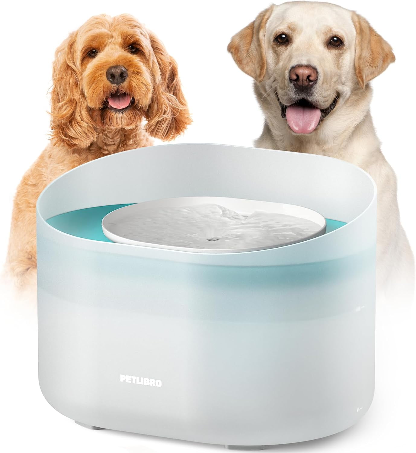PETLIBRO Capsule 2.1Gal/8L Large Dog Water Fountain, 5-Layer Filtration, Anti-Splash Auto Pet Bowl Dispenser, White & Blue