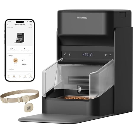 PETLIBRO RFID One Smart Cat Feeder with Collar Tag, App Control Diet Tracking, cat food dispenser automatic for Multi-Cat Homes, 3L ,2.4G&5G WiFi, Black