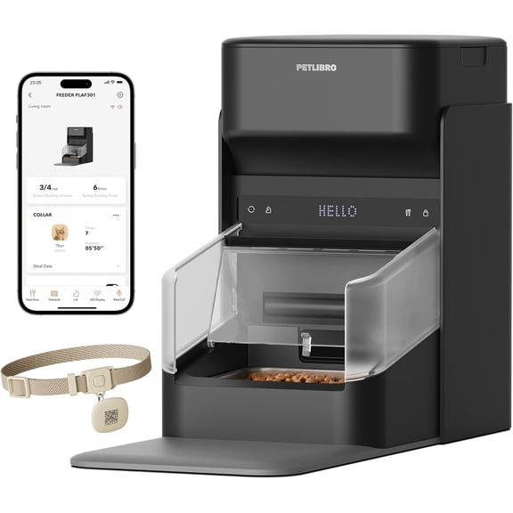 PETLIBRO RFID  One  Smart Cat Feeder with Collar Tag, App Control Diet Tracking, cat food dispenser automatic for Multi-Cat Homes, 3L ,2.4G&5G WiFi, Black