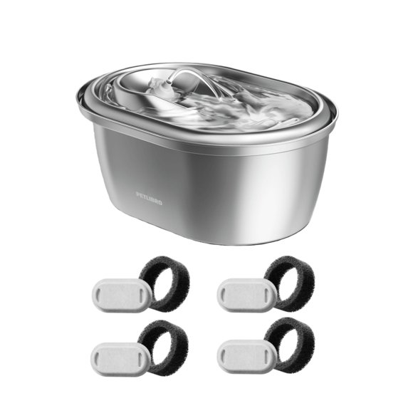 PETLIBRO Stainless Steel Cat Water Fountain, 101oz/3L, Automatic Dispenser with 4 Filters & Sponges
