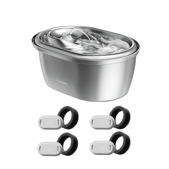 Petlibro 3L/101.44 oz Stainless Steel Cat Water Fountain Food-Grade Automatic Water Dispenser for Cats and Dogs, Indoor Pet Water Fountain with 4 Filters & 4 Sponges