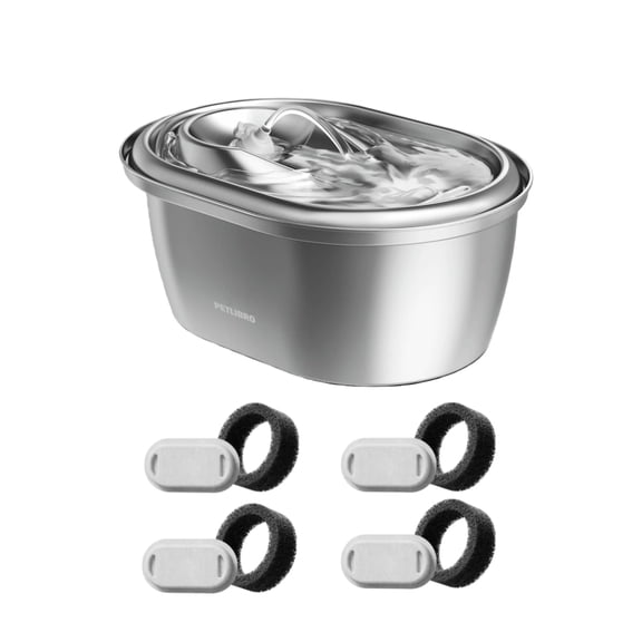 PETLIBRO Stainless Steel Cat Water Fountain, 101oz/3L Automatic Dispenser with 4 Filters & Sponges