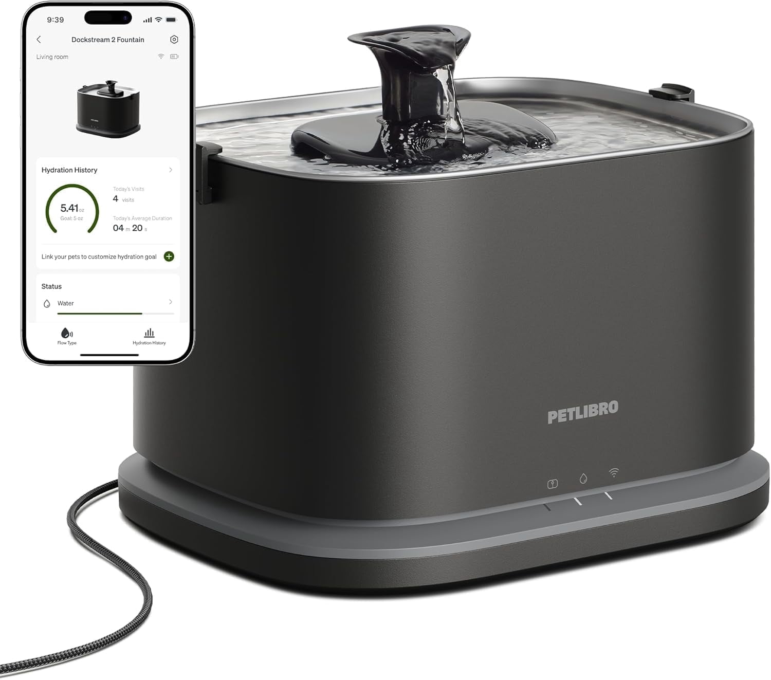 PETLIBRO Upgrade Cat Water Fountain Stainless Steel Tray