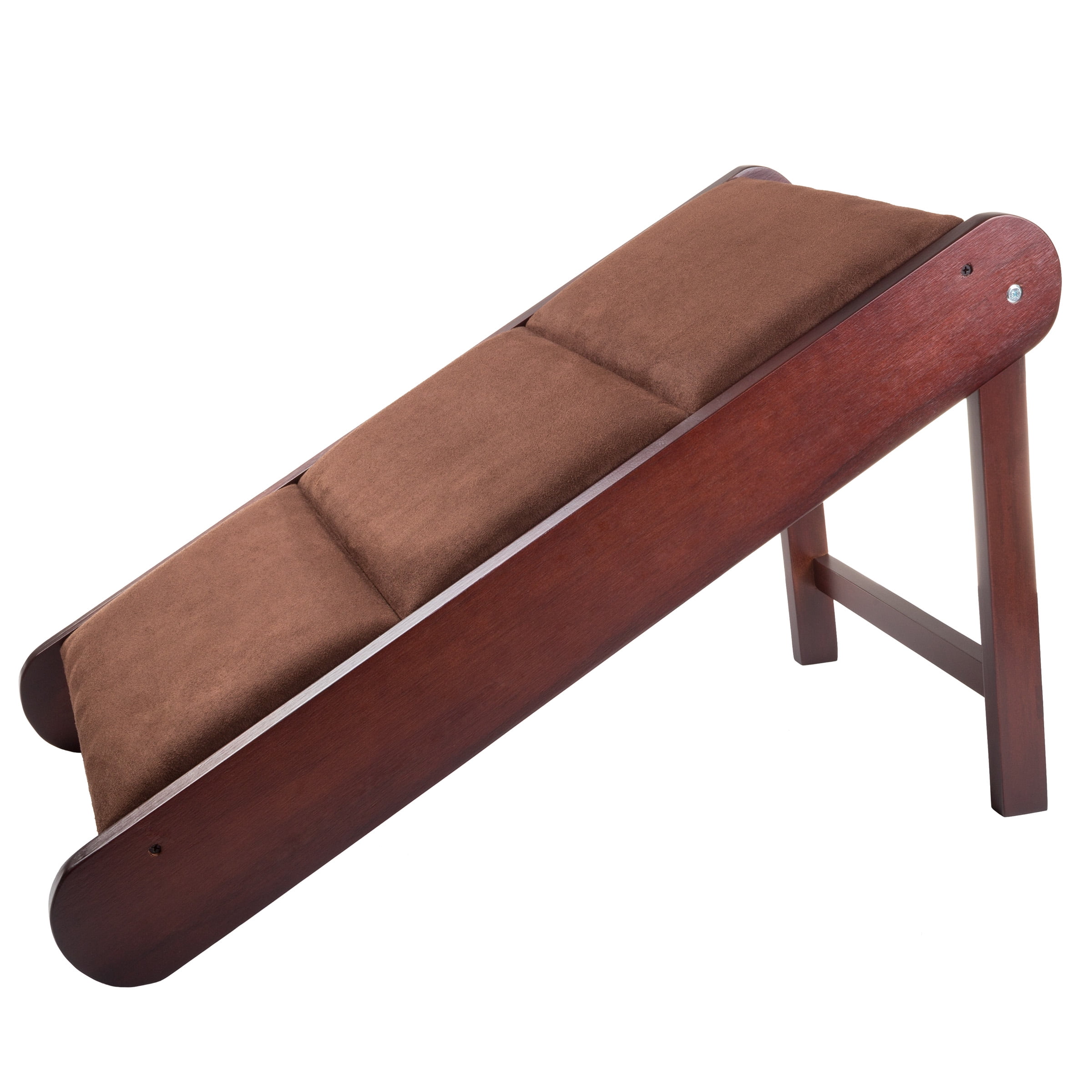 Mahogany Brown Foldable Wooden Pet Ramp for Small Animals
