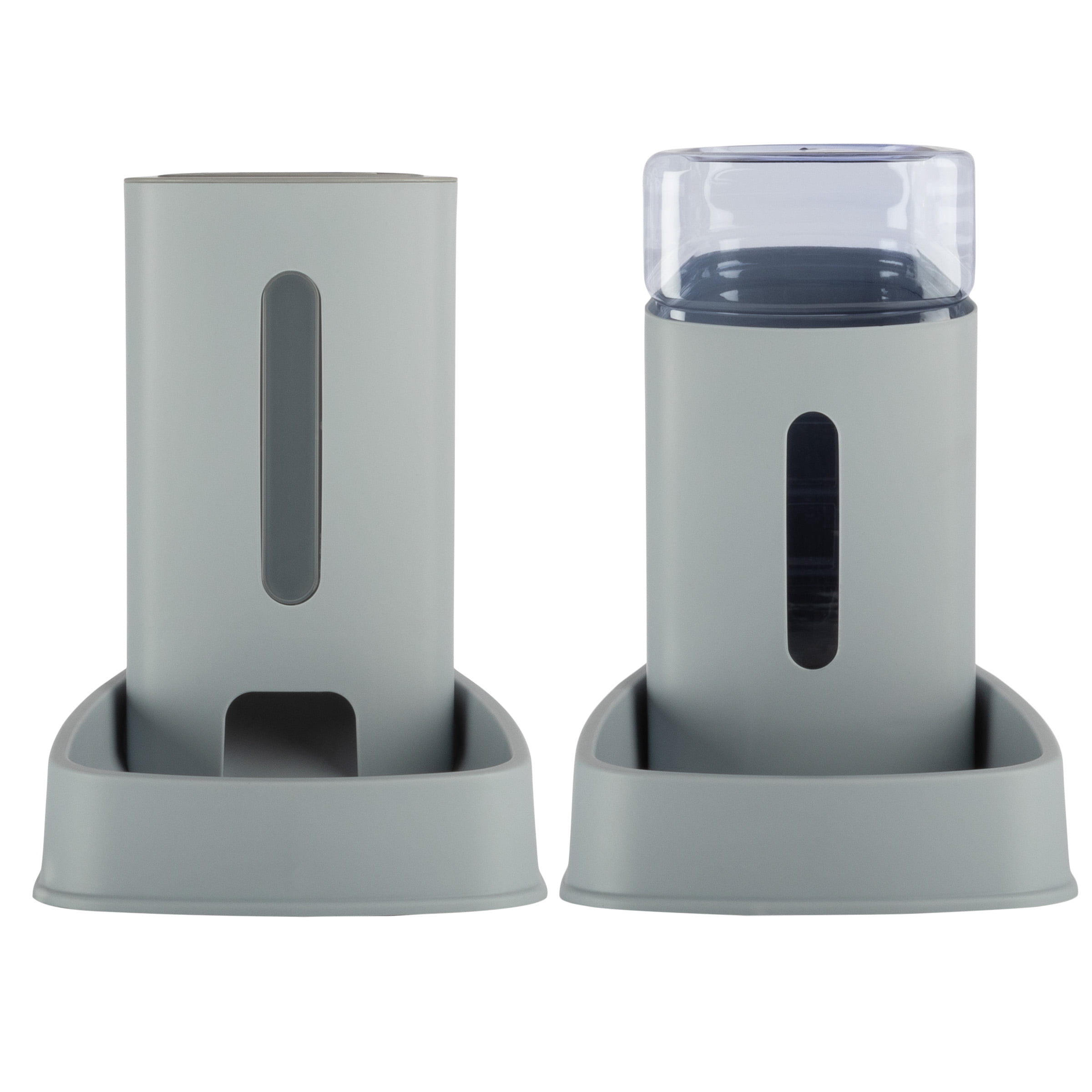 PETMAKER 2-Pack 3.8L/1G Automatic Pet Feeder and Water Dispenser (Gray)