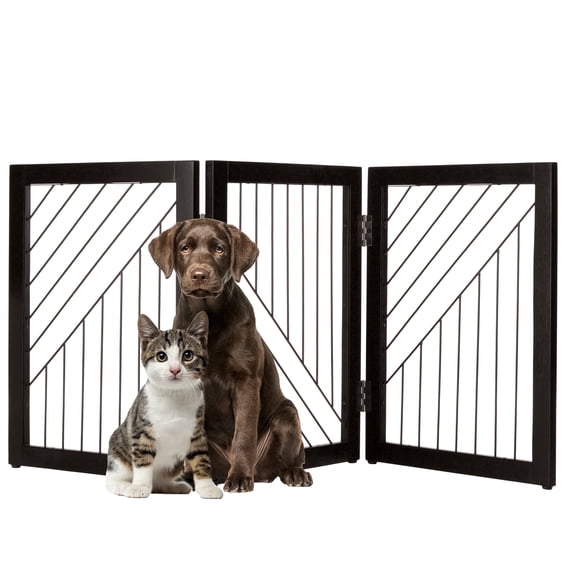 PETMAKER 3-Panel 24-Inch Freestanding Foldable Pet Gate for Stairs (Black)