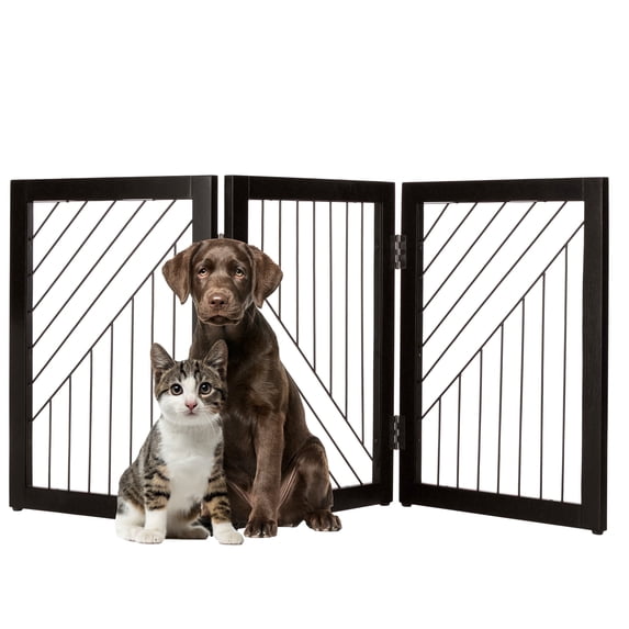 PETMAKER 3-Panel 24-Inch Freestanding Foldable Pet Gate for Stairs (Black)