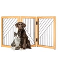 thumbnail image 1 of PETMAKER 3-Panel 24-Inch Freestanding Foldable Pet Gate for Stairs, Natural, 1 of 9