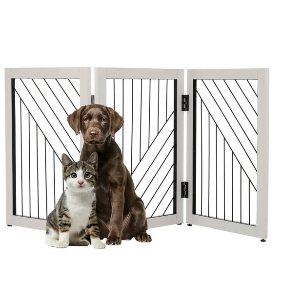 PETMAKER 3-Panel Freestanding Dog Gate - 55x24-Inch Foldable Indoor Pet Fence (White)