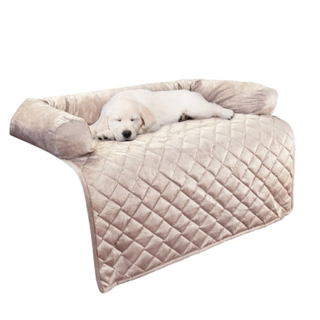 PETMAKER 35x35 Couch Cover for Dogs with Memory Foam Bolster (Beige)