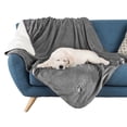 thumbnail image 1 of Waterproof Pet Blanket - 50x60-Inch Reversible Sherpa Fleece Throw, Washable Sofa Pet Cover by PETMAKER (Gray), 1 of 8