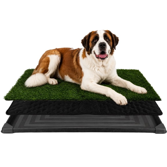 PETMAKER 52.5 x 35 Large 3-Layer Dog Grass Pad with Tray, Easy to Clean Reusable Turf