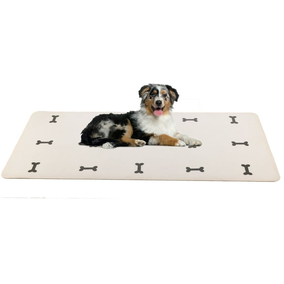 PETMAKER 55x28 Extra Large PVC Dog Mat for Food and Water, Crate Pad and Floor Protector (Dog Bones)