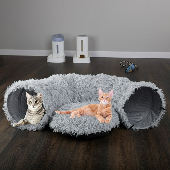 PETMAKER Cat Tunnel with Cat Bed - 3FT Multifunctional Cat Tunnel Bed, Gray