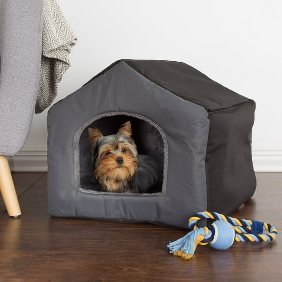 PETMAKER Indoor Dog House with Removable Cushion for Small Pets (Gray)