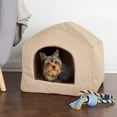 thumbnail image 1 of PETMAKER Cozy Cottage Small Pet Bed with Removable Sherpa Pad, Tan, 1 of 6