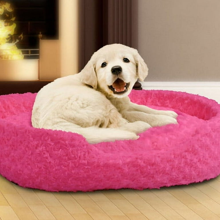 PETMAKER Cuddle Round Plush Pet Bed, Medium, Pink
