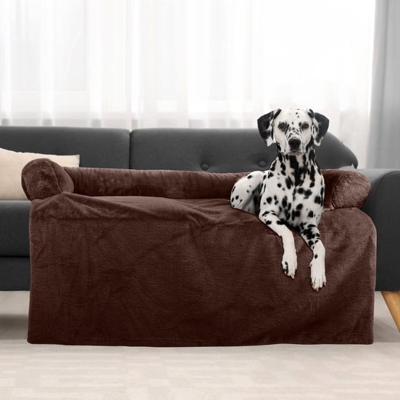 PETMAKER Dog Bed for Large Pets - Plush Couch Covers for Dogs (Brown)