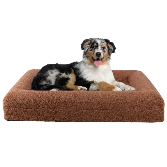 PETMAKER Dog Bed with Bolster, Nonslip Bottom, and Washable Cover (Brown)