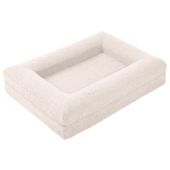 PETMAKER Dog Bed with Bolster, Nonslip Bottom, and Washable Cover (Cream)