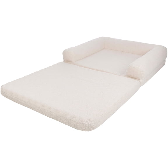 PETMAKER Human Dog Bed with Water-Resistant Washable Teddy Fleece Cover (Cream)