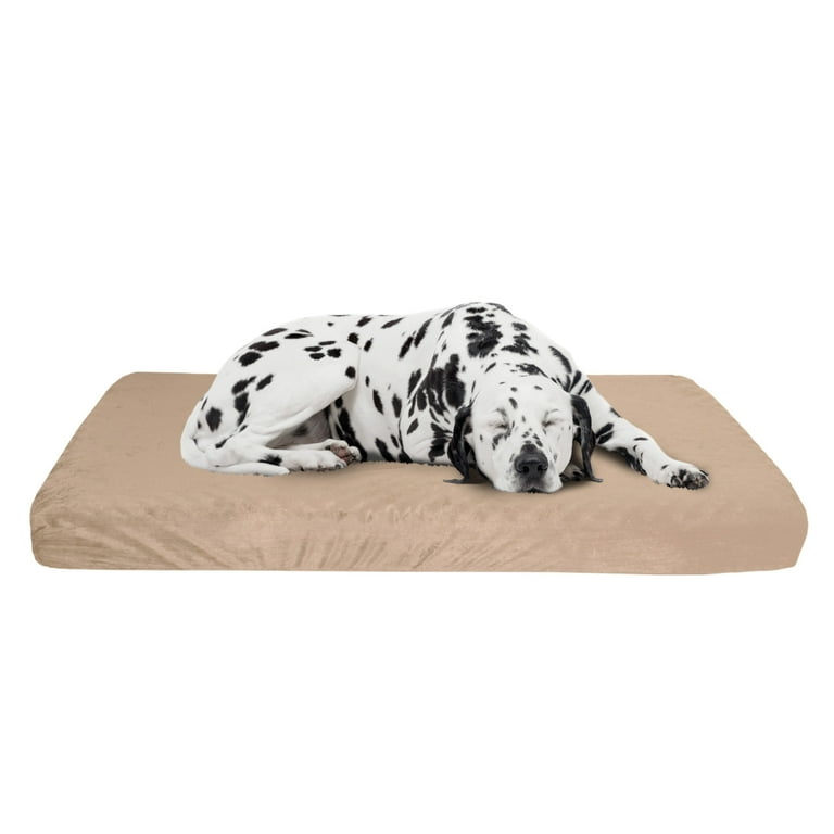 Memory Foam Dog Bed 2 Layer Orthopedic Dog Bed with Machine Washable Cover 37 x 24 Dog Bed for Large Dogs up to 65lbs by PETMAKER Tan Walmart