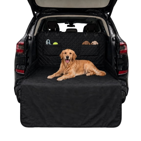 PETMAKER SUV Cargo Liner for Dogs with Bumper Flap Protector and Storage Pockets, Black