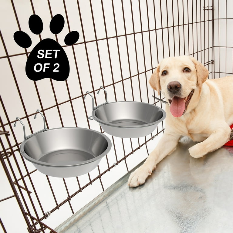 PETMAKER Set of 2 Stainless Steel Hanging Dog Bowls 48oz Each Walmart