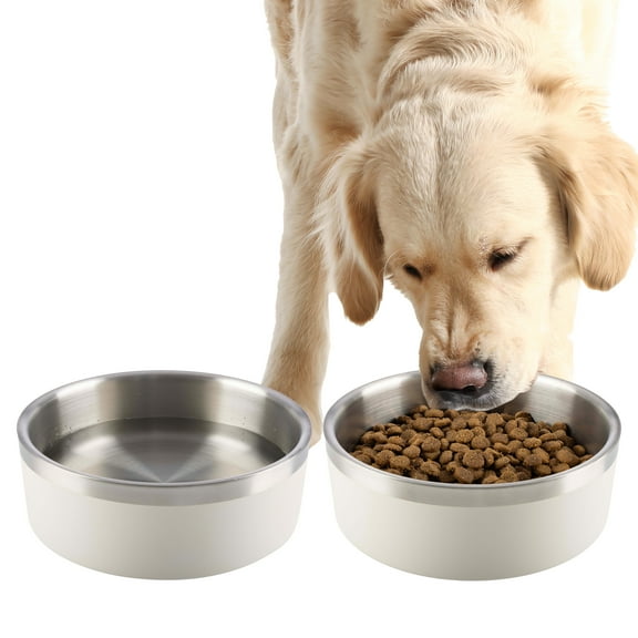 PETMAKER Set of Two 64oz Double Wall Insulated Stainless Steel Dog Bowls