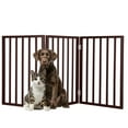 thumbnail image 1 of PETMAKER 3-Panel Indoor Foldable Pet Gate for Stairs or Doorways (Brown), 1 of 6