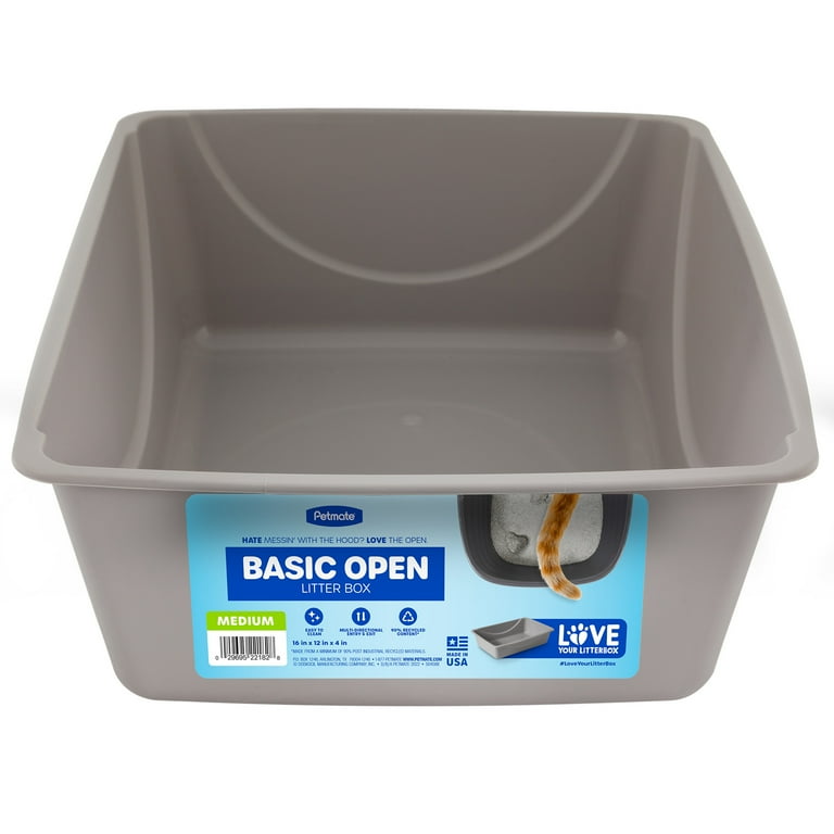 Petmate Basic Open Top Cat Litter Pan Plastic Cat Litter Box Jumbo Grey Walmart