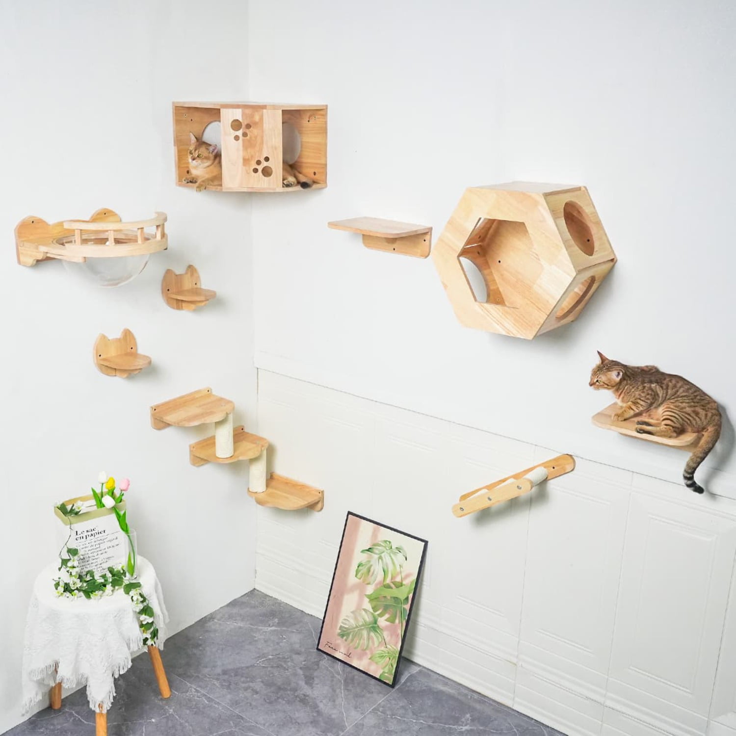 PETOMG Cat Shelves, DIY Cat Wall Shelf, Cat Walks Cat Wall Mounted