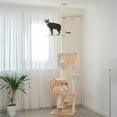 PETOMG Ceiling to Floor Cat Tree, Rubber Wood, No Drilling, Adjustable