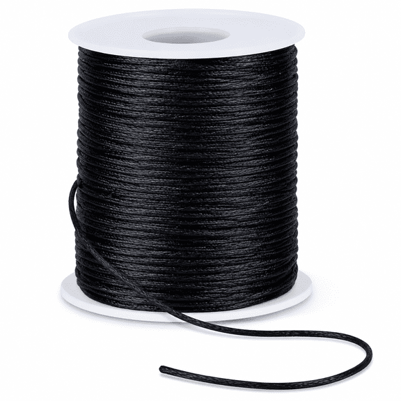 PETORIX 110 Yards Nylon String,1.5Mm Bracelet String,Durable Nylon Cord for Jewelry Making,Bracelets,Beading,Necklaces,Rattail Braiding,Kumihimo,Wind Chimes,Blinds and Handicrafts(Black)