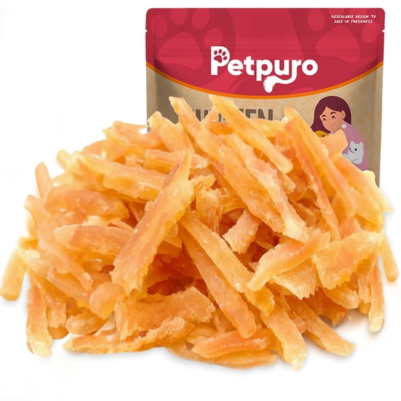 PETPURO Chicken Training Treats for Small Dogs & Puppies – Soft Jerky Strips, High Protein, Grain Free 10.6 oz Resealable Bag