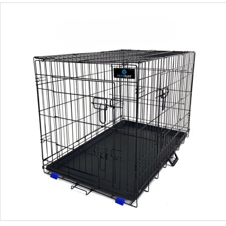 PETS TUFF Great Crates for Dogs and Pets, 36" Two-Door, Folds Flat, Wheels