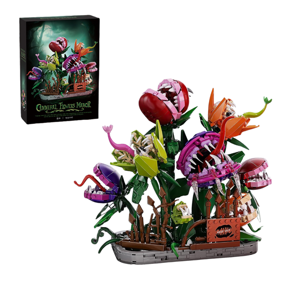 PETSCOOL Building Block Set Carnivorous Piranha Plant 1266 Pieces Lego Compatible Creative Monster Flower Display Model