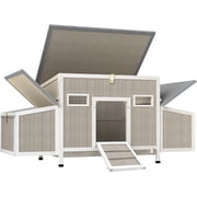 PETSCOSSET 62L Weatherproof Outdoor Chicken Coop for 2-4 Chickens, Large Hen House with 4 Nesting Boxes
