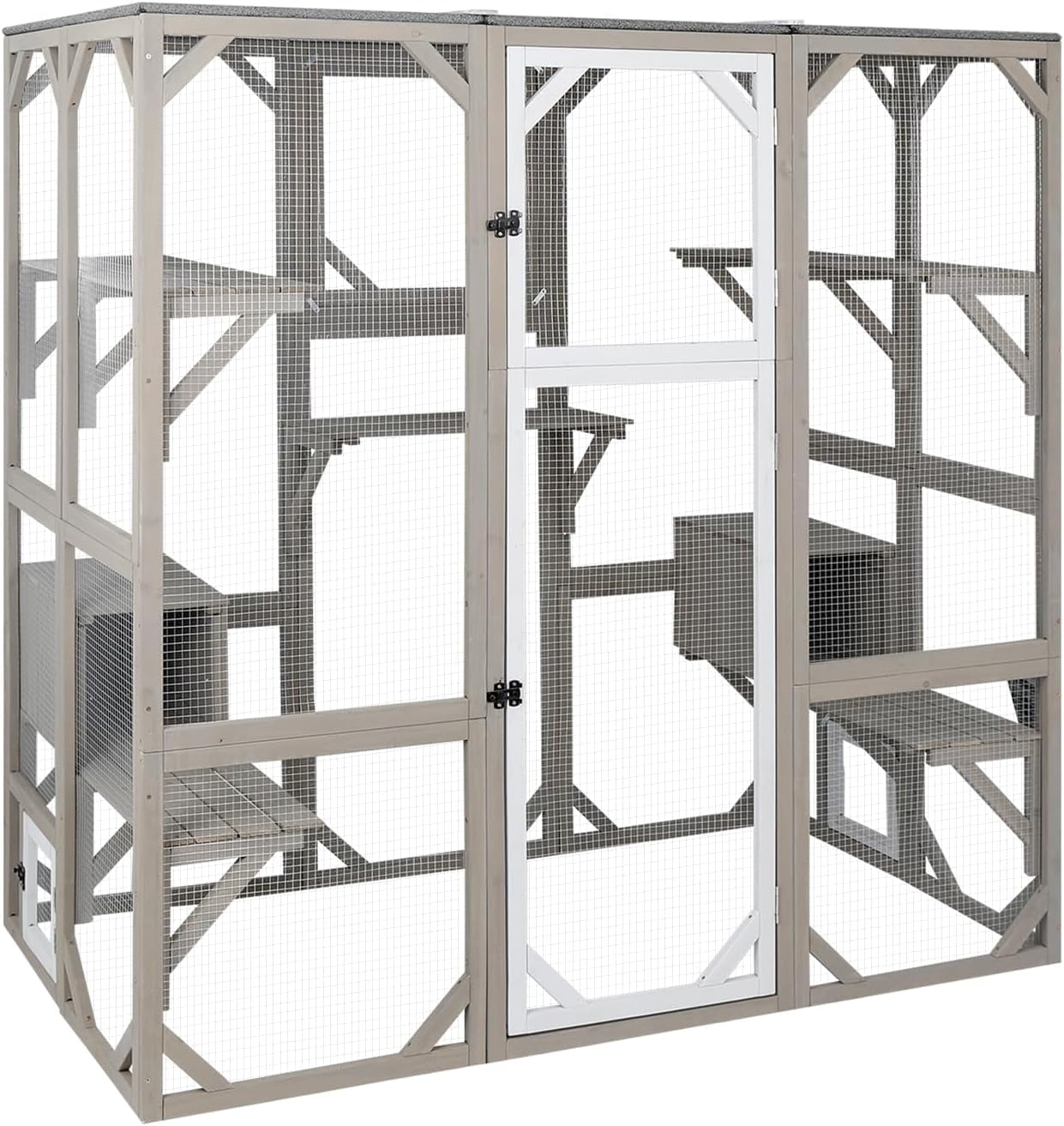 PETSCOSSET 71" Large Outdoor Catio Cat Enclosures Wooden Outside Cat's Patio Cats House