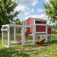thumbnail image 1 of PETSCOSSET 77.4"L Chicken Coop with Run, Wooden Chicken Tractor with Wheels, Chicken swing & Nesting boxes, Red, 1 of 9