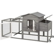 PETSCOSSET 78.7" Chicken Coop with Run Large Wooden Chicken House with Wheels, Combinable, Gray