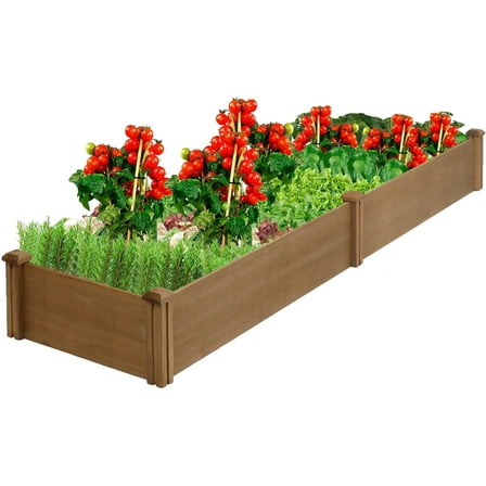 PETSCOSSET Wooden 8x2Ft Raised Garden Bed Planter Box for Outdoor Gardening